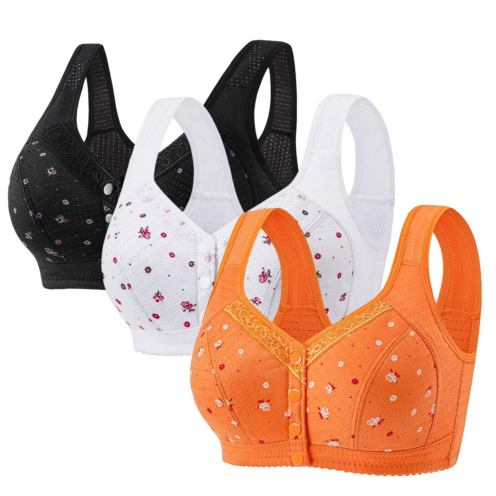 Front Fastening Bras for Women Uk, Cotton Comfortable Bras for Older Ladies