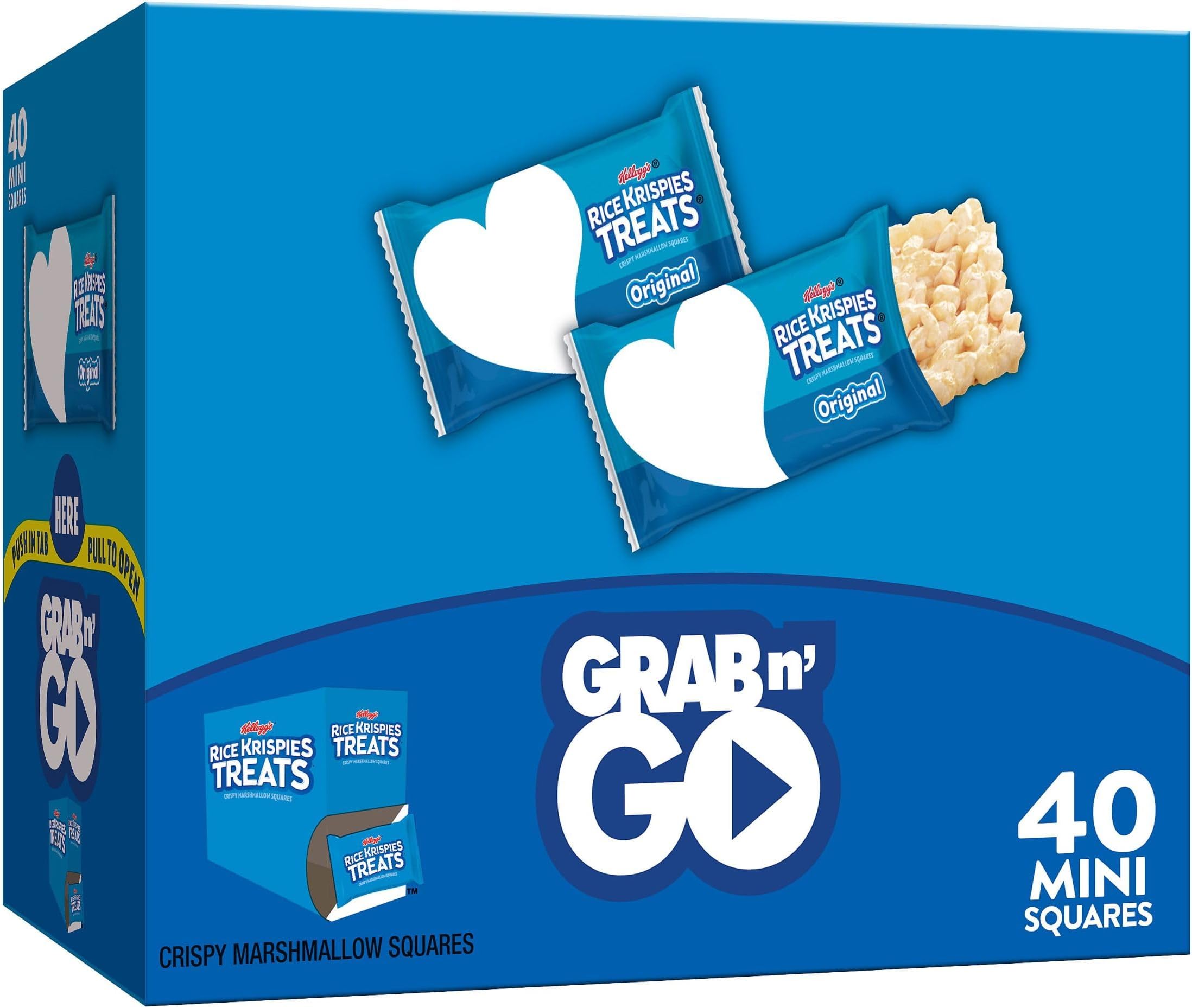 Mini Squares, Kids Snacks, Lunch Snacks, Grab n' Go, Original, 15.5oz Box (40 Bars)