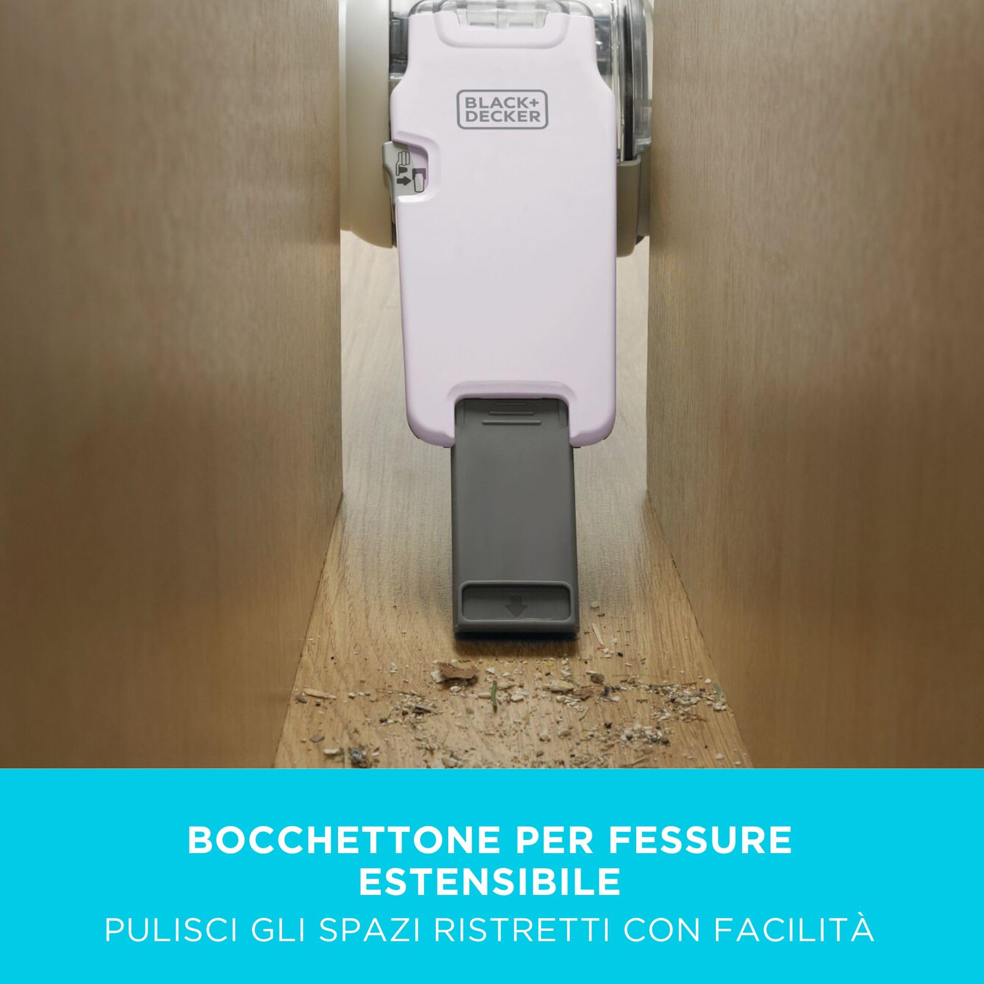 BLACK+DECKER Aspirapolvere portatile Cordless 18V con ugello girevole, 8 posizioni di pulizia, dock di ricarica e accessori, PV1820L-QW