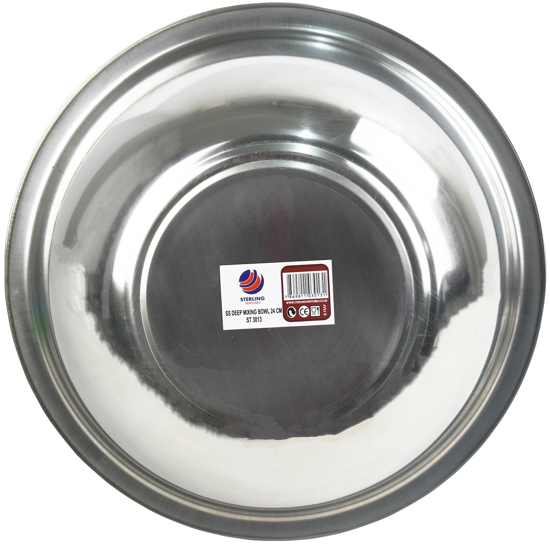 Sterling Ventures Deep Mixing Bowl Stainless Steeel for Baking Food Salad Cooking Prep Snack Sauce Dishes Mirror Polishing Bowl Dishwasher Fridge Safe (24CM)