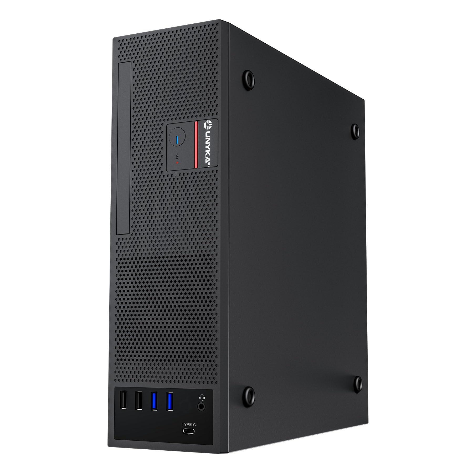 UNYKAch UK3006 Caja PC Slim Micro-ATX 8L SFF con Fuente de Alimentación Flex 150W, USB-C Frontal y Soporte ODD - Compatible Micro-ATX y Mini-ITX, Acero SGCC y ABS, Negra