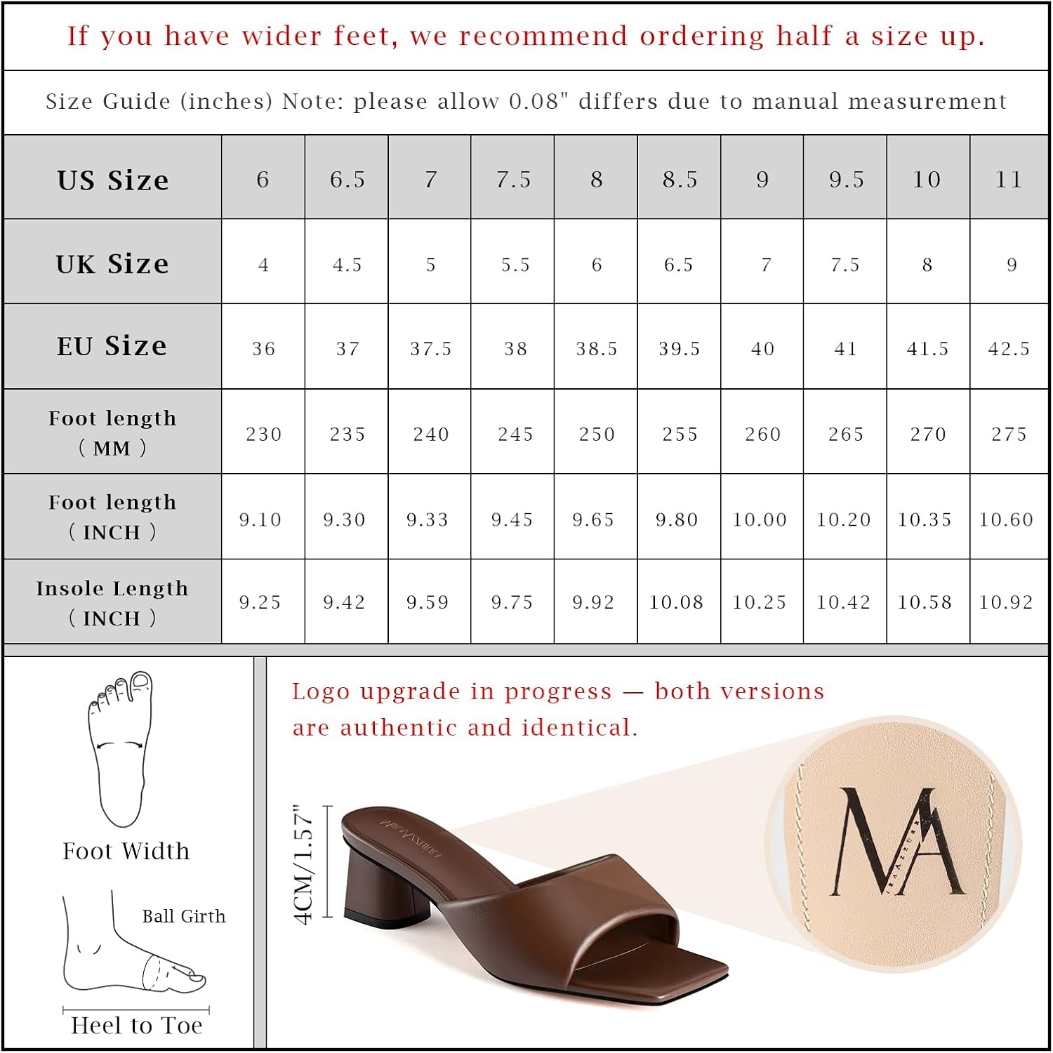 MIRAAZZURRA Heel Mules for Woman Square Open Toe Chunky Block Heel Slip on Heeled Sandals Casual Comfort Party Shoes - Image 8