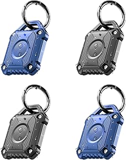 Airtag Holder 4 Pack, IP68 Waterproof Air Tag. Holder Keychain,Hard TPU Airtag Keychain, 360° Full Protection, Apple Tag Holder with Key Ring for Apple Airtag.(Black 4 Pack)