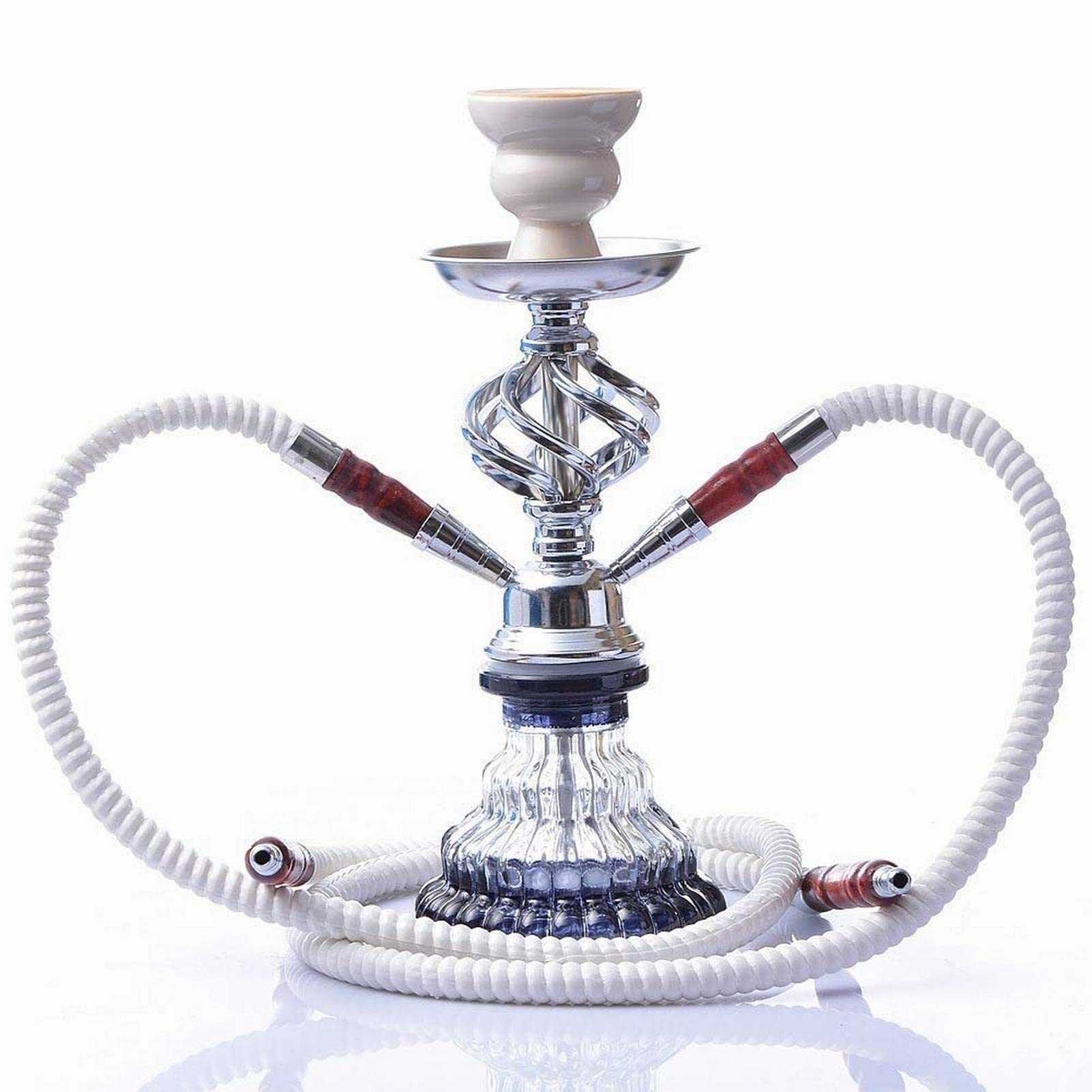Luxuriöse moderne Glas Shisha 14,2"Premium 2 Schläuche Shisha Komplettset Einfach zu zerlegen und zu reinigen Shisha Cup Set B