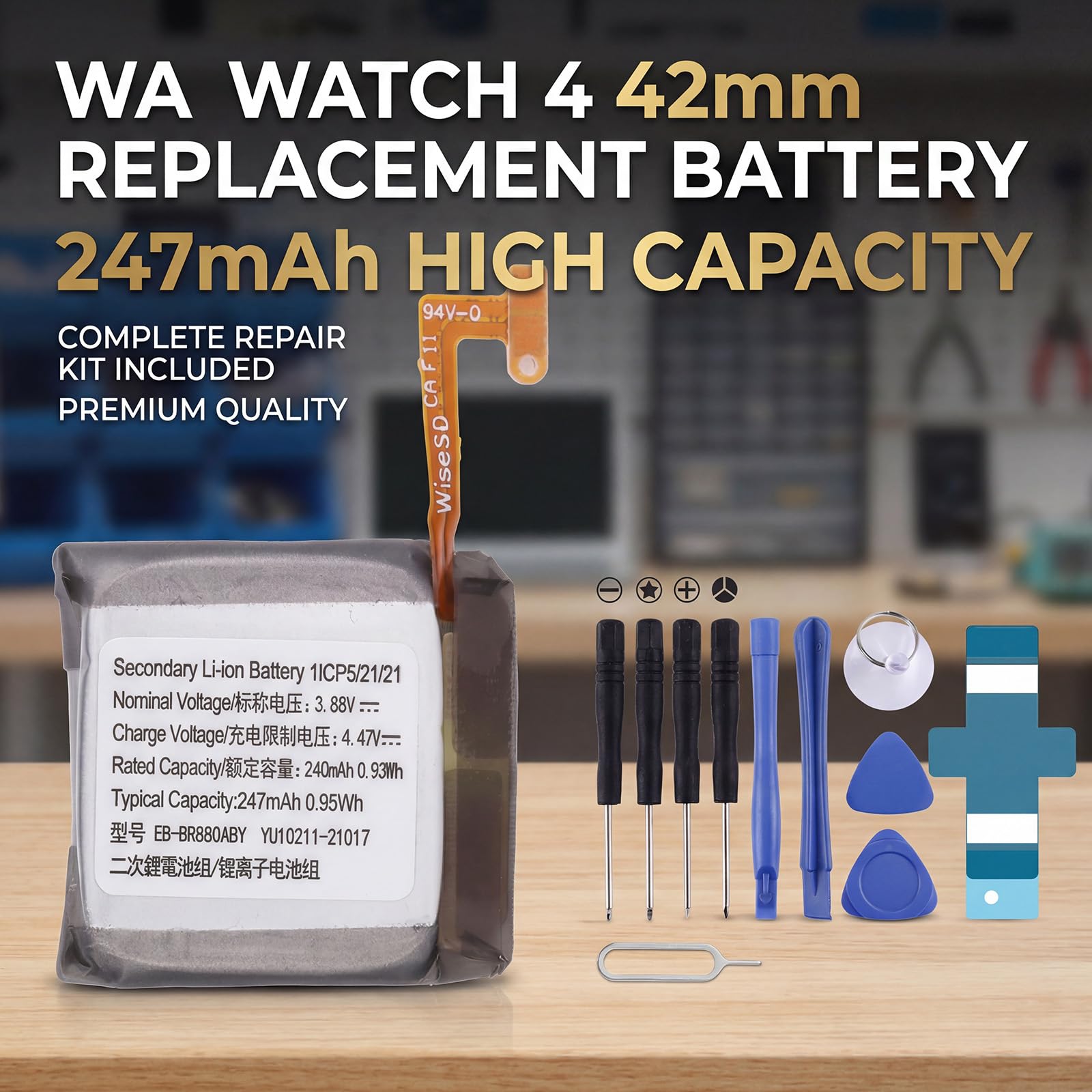 Unità batteria per dispositivo indossabile affidabile da 247 mAh, costruita per orologio EB BR880ABY, uso prolungato e facile installazione della batteria per smartwatch