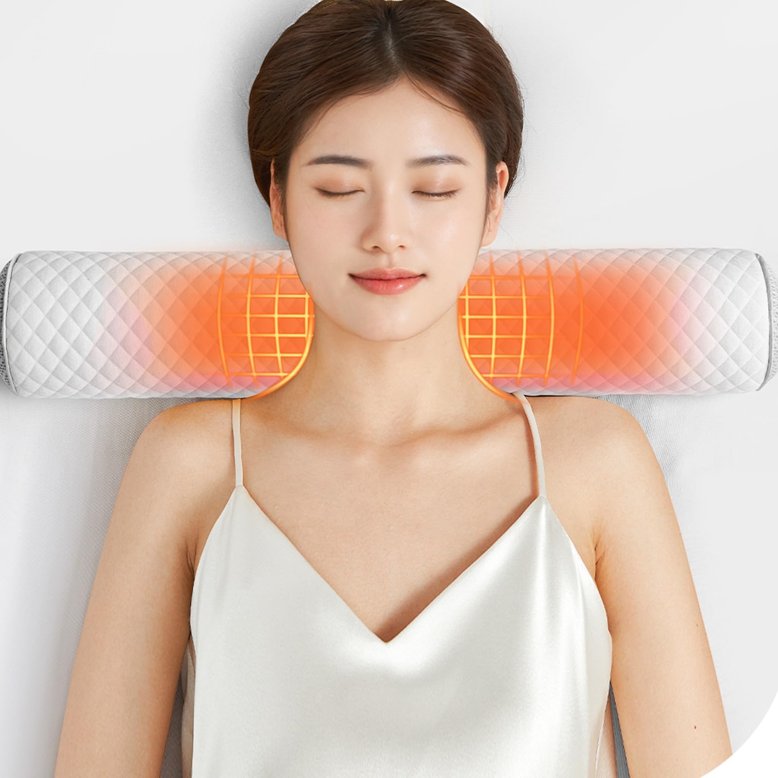 Nackenrolle Mit Weichem Mikroplüsch Bezug, Orthopädisches Nackenkissen, Lagerungsrolle, Knierolle, Memory Foam, 55 * 10cm(Green)