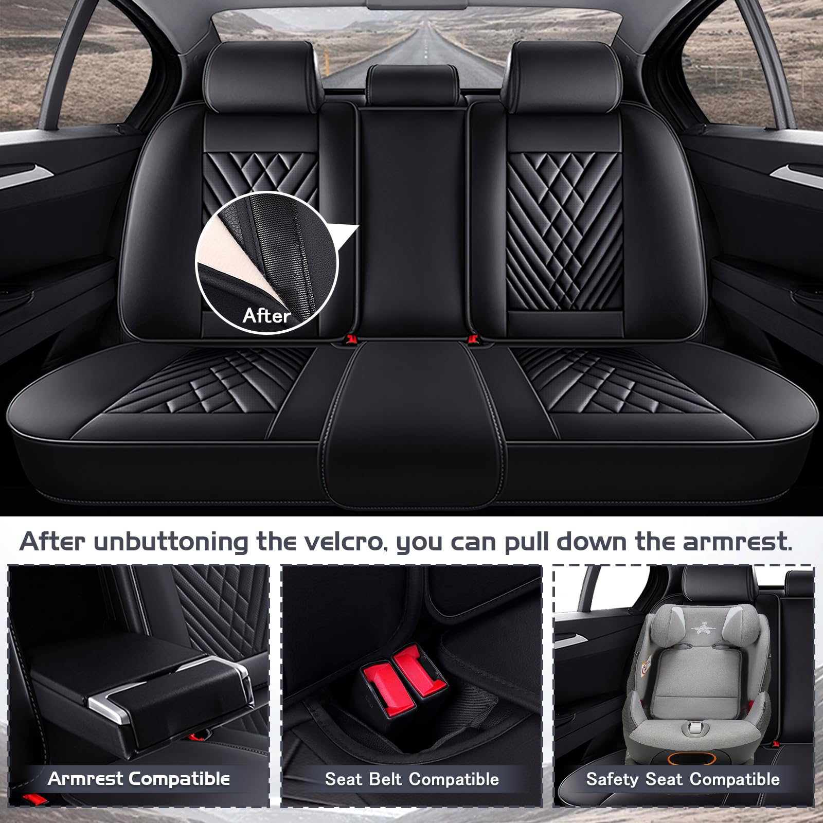 Car Seat Covers for Chevy Blazer 2000-2026 Waterproof Nappa Leather Full Set Seat Cover Anti-Slip and Comfortable Automotive — view 4