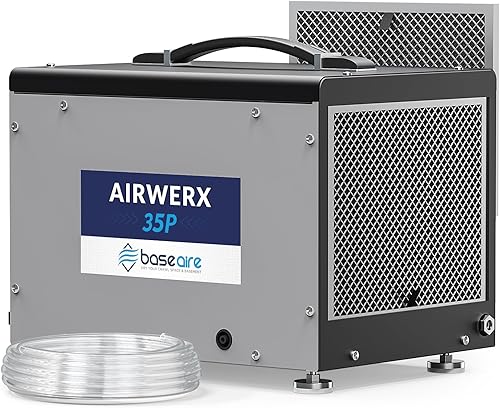 Miniatura 1 de Deshumidificador BaseAire Crawlspace con bomba, deshumidificadores inteligentes para comerciales, sótanos, 70 pintas, compacto, descongelación