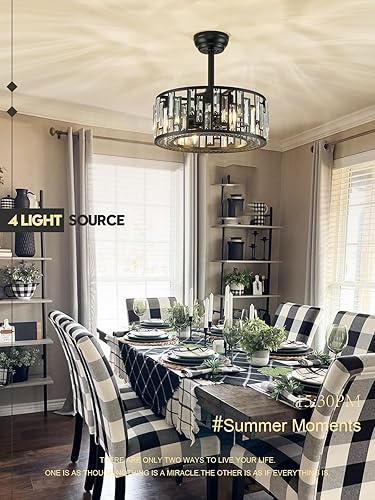 Miniatura 2 de FookChak Ventilador de techo enjaulado con control remoto moderno ventilador de techo de jaula dorada con luz sin aspas para sala de estar