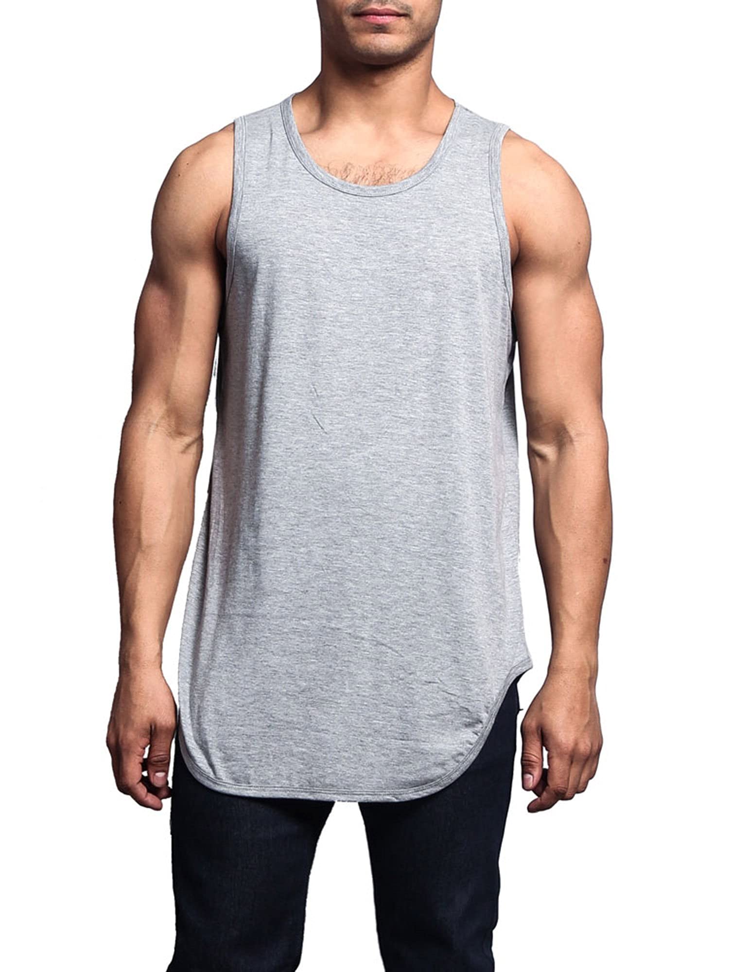 Solid Color Long Length Curved Hem Tank Top