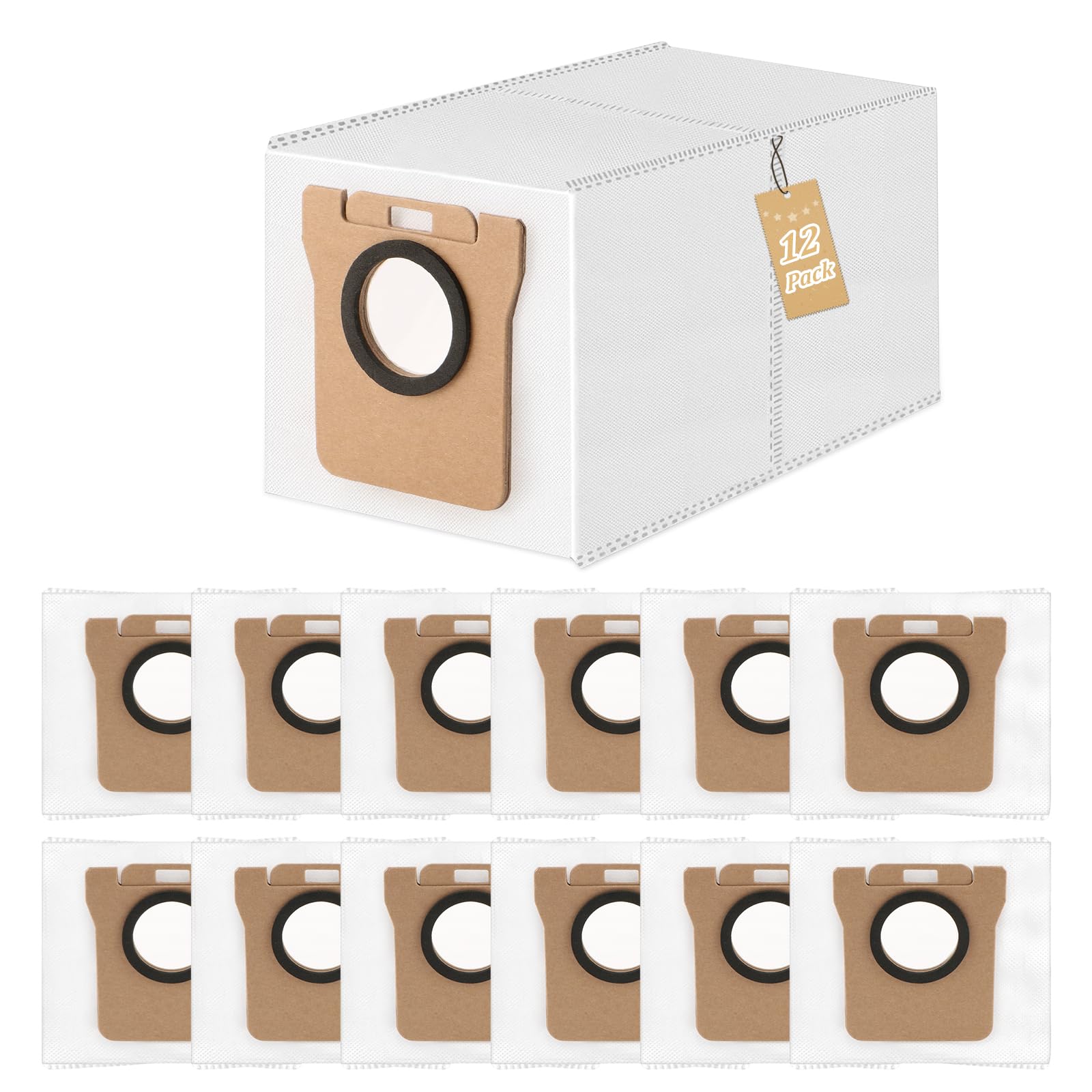 RongZy 12 Pack for Dreame L10s Ultra / L10 Ultra/L20 Ultra Dust Bags Replacement Compatible with Xiaomi X10+ / X20+ Large Capacity Dust Bag