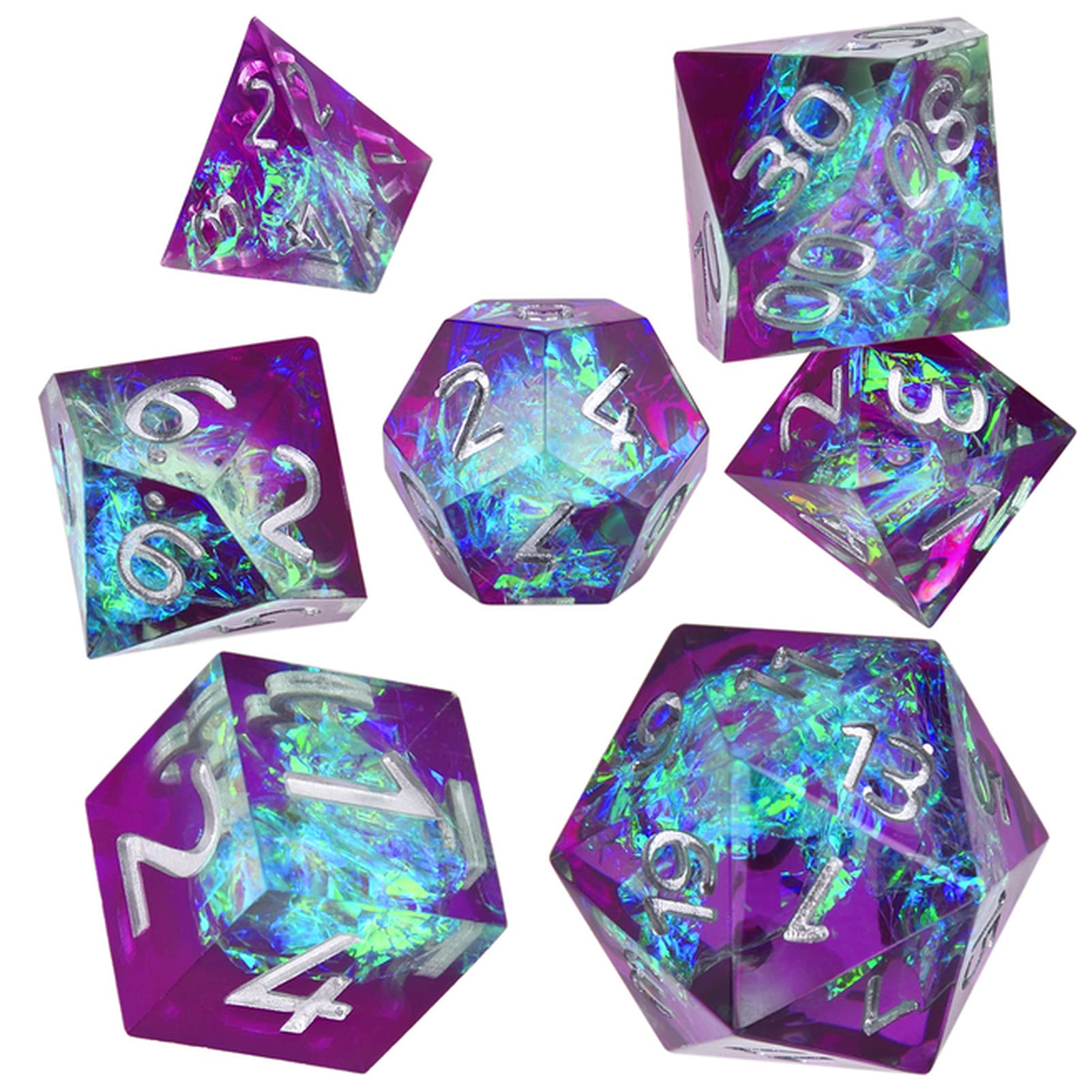 Würfelharz Polyedrale Schillern Dazzle Dice Set Für Tischspiele Rpg Dice Set/Purple Blue