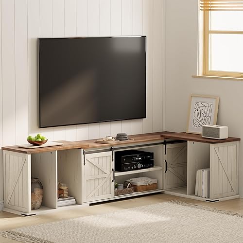 Miniatura 8 de Soporte de TV extensible, centro de entretenimiento para TV de 85, 95, 105 pulgadas, soporte de TV de granja con almacenamiento de gran capacidad y