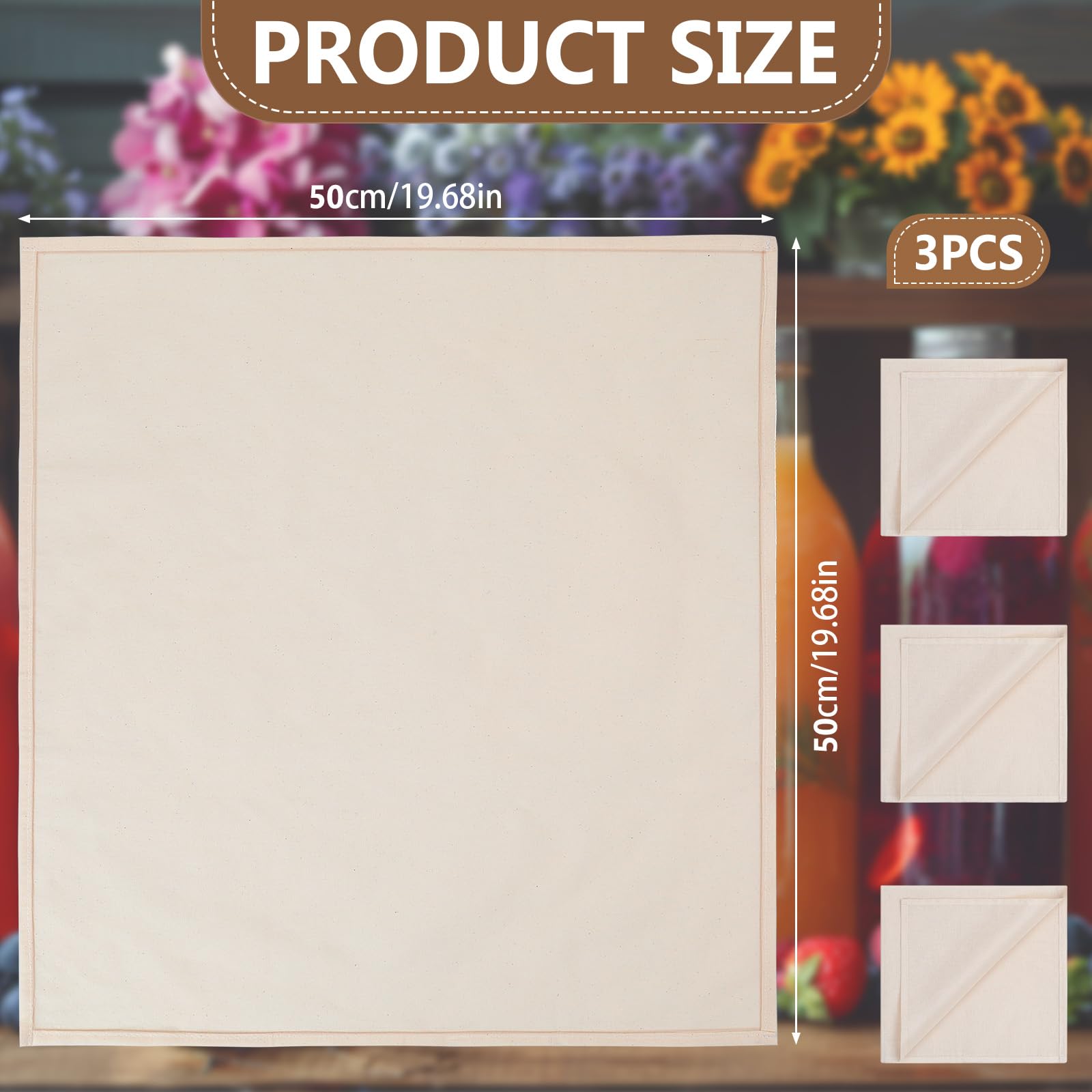 AiQInu Garza Alimentare Filtrante 50×50cm Panno per Formaggio Riutilizzabile Cotone Naturale