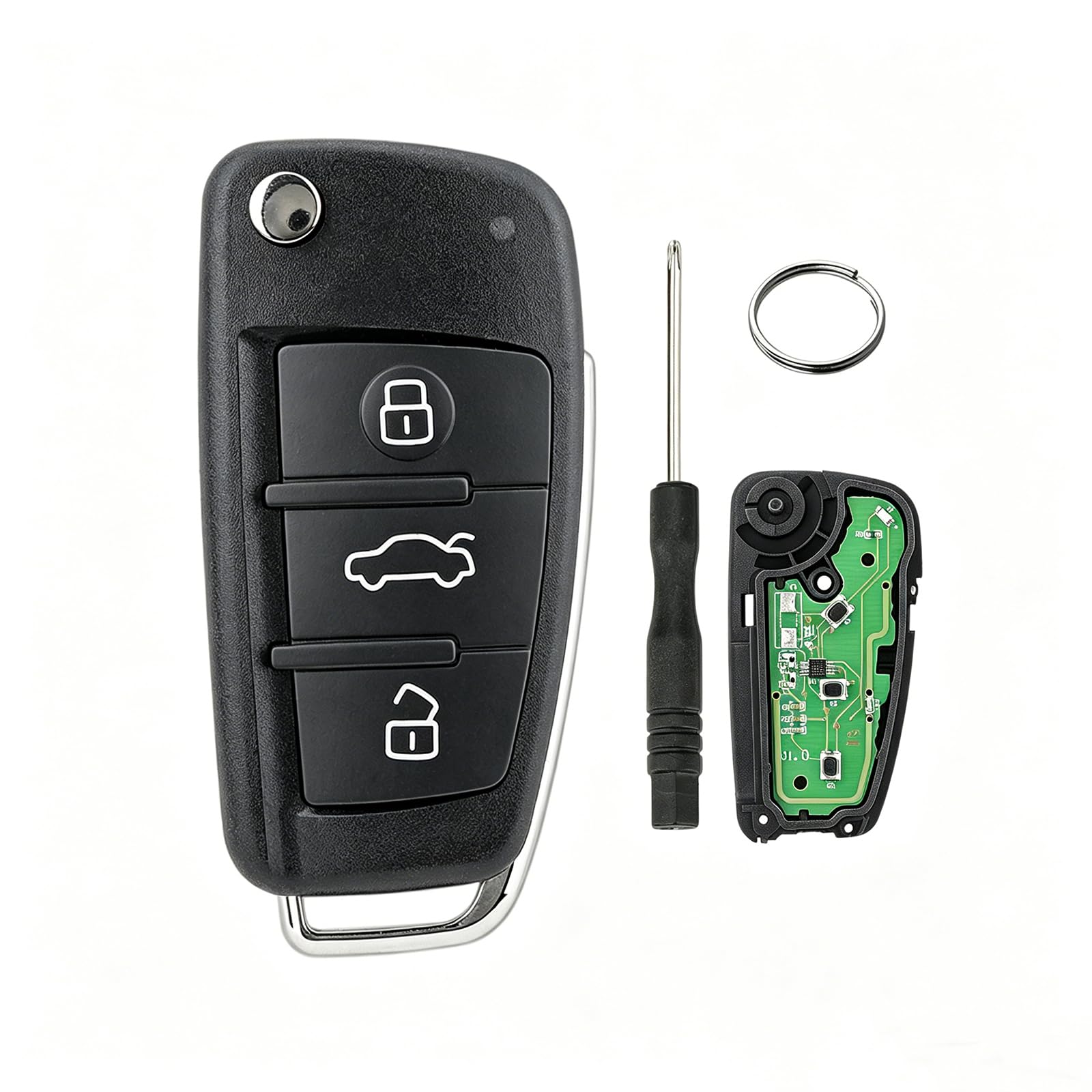 Funkschlüssel 433MHz für Audi A3 A4 A5 A6 A6L A8 Q3 Q5 Q7 TT S3 S4 S5 RS B6 B7 C5 C6, Autofernschlüssel ID48, Kompatibel mit 8P0837220D 8P0837220Q 8P0837220K