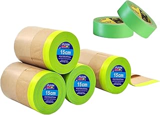 Wonninek Tape and Drape for Painting, Unfold 6 inch x 50 feet Painters Paper Roll, Masking Paper for Painting Cars and Auto Body, Floor Protection, Wall Covering(4 Rolls Masking Paper & 2 Rolls Tape)