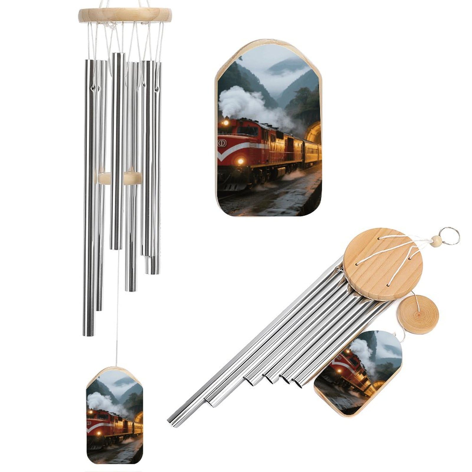 Train Wind Chimes for Outside House Warming Gifts, Deep Tone Soothing Melodic Tones Windchimes, Memorial Wind Chime for Home Garden Decoration Aluminium Large Wind Chimes