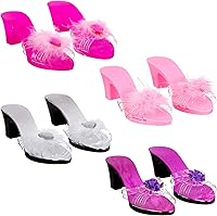 Vista 7 de Expressions - Juego de 4 zapatos de vestir para niñas pequeñas con tacones en bolsa de transporte, se adapta a zapatos de niños pequeños