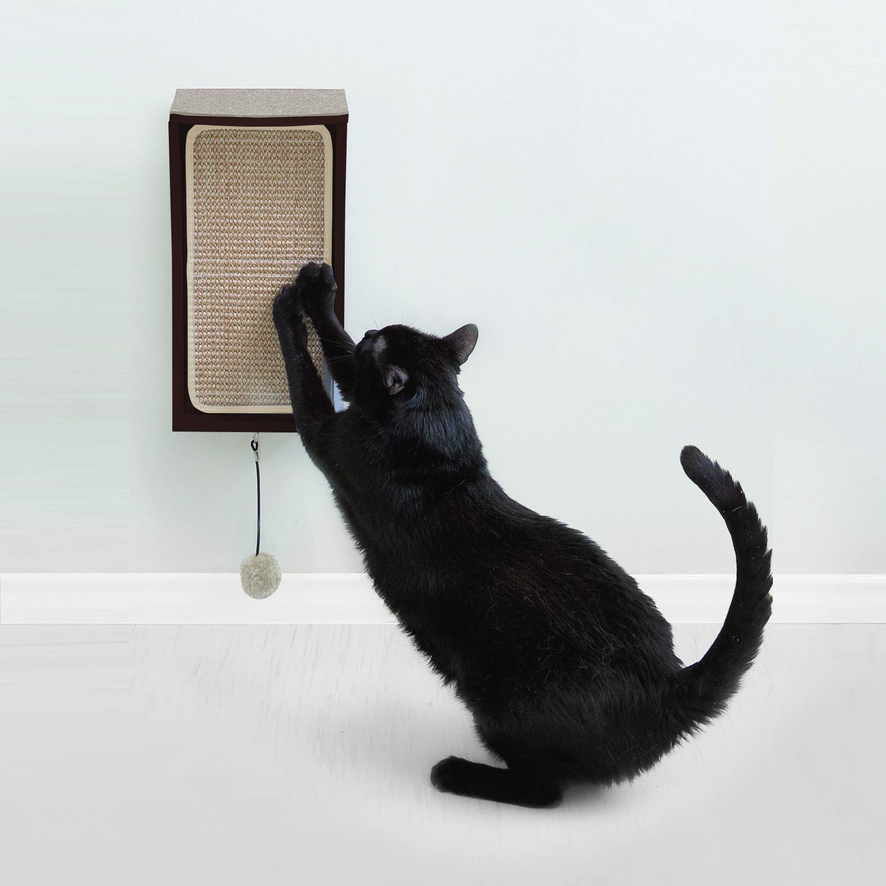 PRIMETIME PETZHauspanther CATchall - Wall Mounted Cat Scratcher Toy Storage & Perch, Espresso (55140)