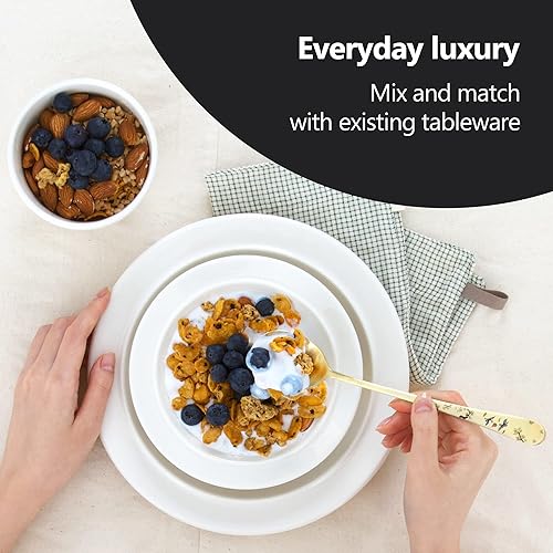 Miniatura 5 de BALWOO Hecho en Corea Diseño de pintura de grúa Mesa coreana Cuchara de arroz pegajosa y palillos Acero inoxidable 304 Chapado en titanio dorado