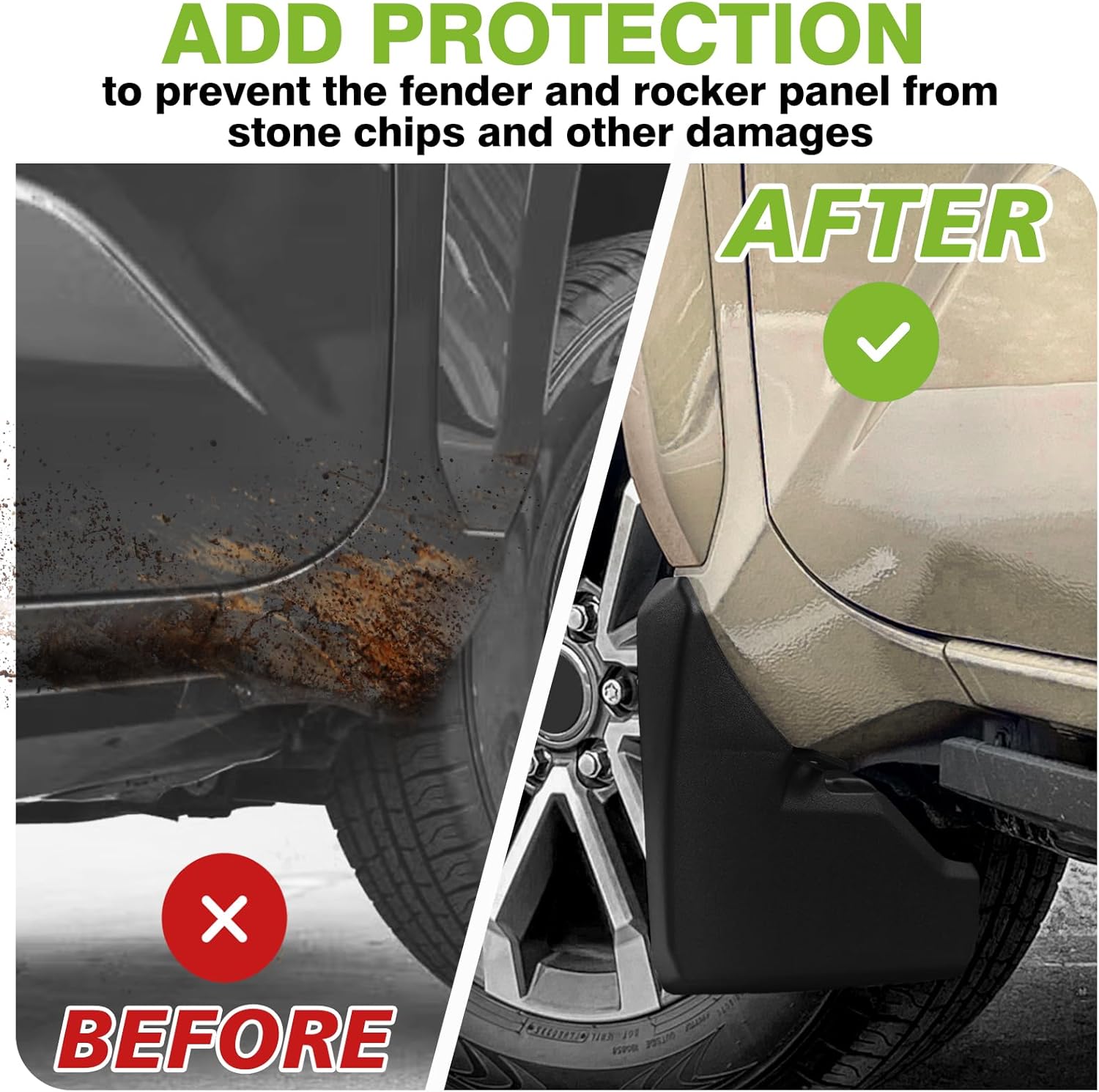 Muslogy Mud Flaps Splash Guards Compatible with Toyota 4Runner 2025 2026 Accessories 6Gen 4Runner Front and Rear Mud Guards 4PCS Drilling Heavy Duty Fender Mudguards Kit with Hardware Accessories