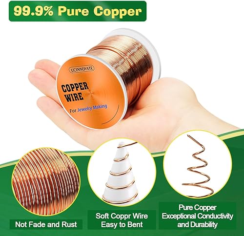 Miniatura 4 de Alambre de cobre puro de 1 libra 99.9% calibre 16 con plantilla de bobinado de bobina Fibonacci para jardinería electrocultural, estaca de antena de