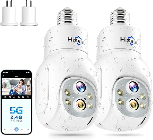 Miniatura 8 de Hiseeu Cámara de seguridad inalámbrica WiFi 2.4GHz, zoom 10X PTZ, cámara de seguridad impermeable, audio de 2 vías, seguimiento automático y alarma,