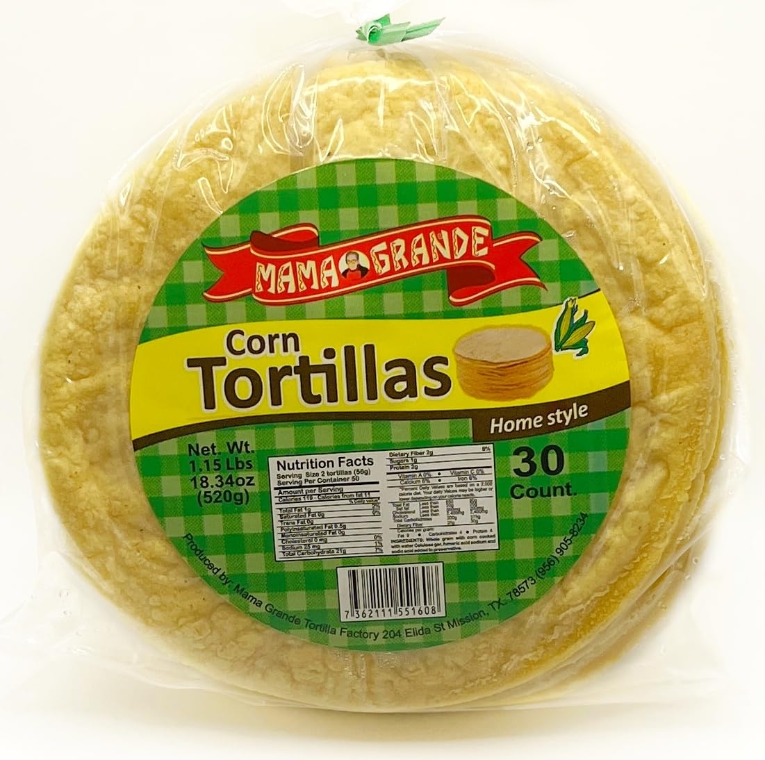 Mama Grande Tortilla Factory - Yellow Corn Tortillas - 5 Inch - 1 Pack (30 Tortillas) - Vegan - Gluten-free - Traditional - Homestyle Flavor