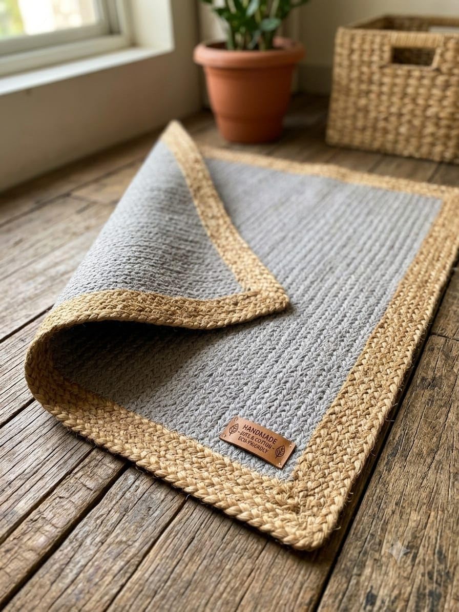 Handwoven Jute Rug - Natural & Reversible -31