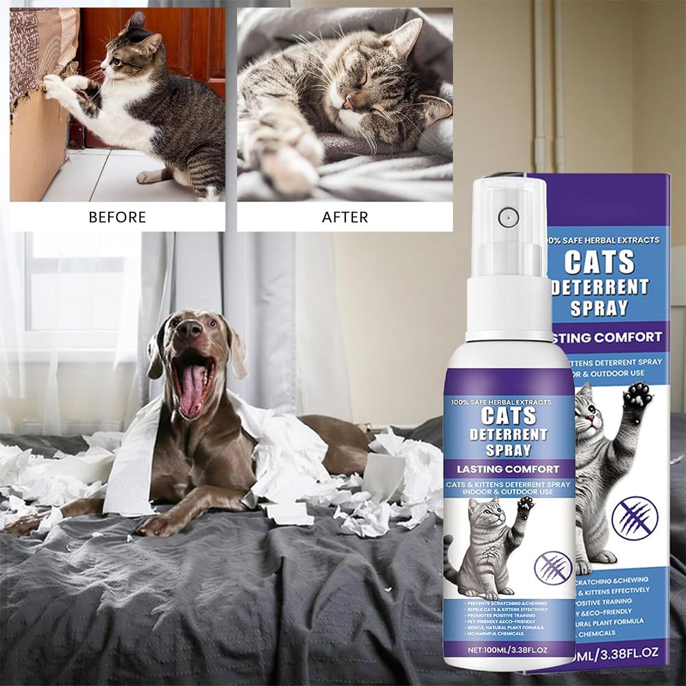 Rakiuty Spray Antiarañazos Gatos,Spray Antiarañazos,Sprays Arañazos Gatos,Sprays Educador Gatos Antiarañazos,100 ml