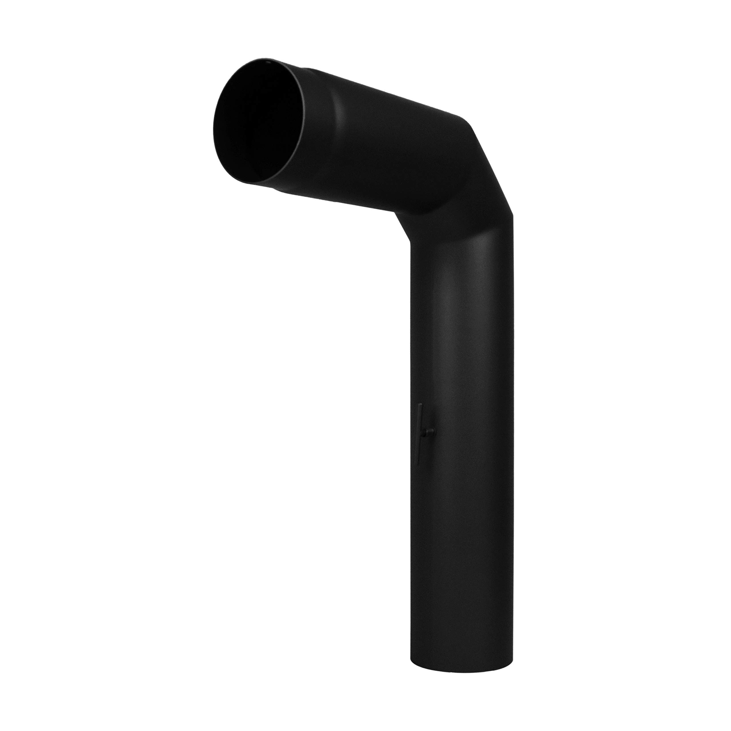 LANZZAS Ofenrohr-Set 2x 45° 3-teilig - im Durchmesser Ø 150 mm - Farbe: schwarz - Rauchrohr-Set mit Drosselklappe und Reinigungsöffnung