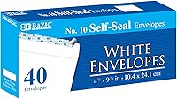Vista 1 de BAZIC #10 - Sobre de correo blanco autosellante de 4 1/8 x 9 1/2, cierre rápido seguro, sin ventana, despegar y sellar (paquete de 40)