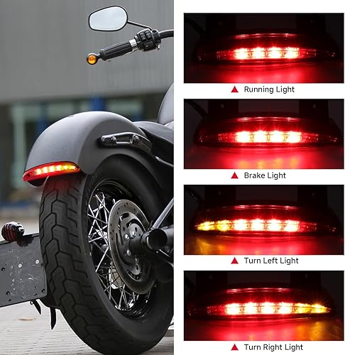Miniatura 4 de Rich Choices Luz trasera de freno LED para motocicleta con guardabarros trasero cortado, placa de matrícula, luz trasera de parada, luz de