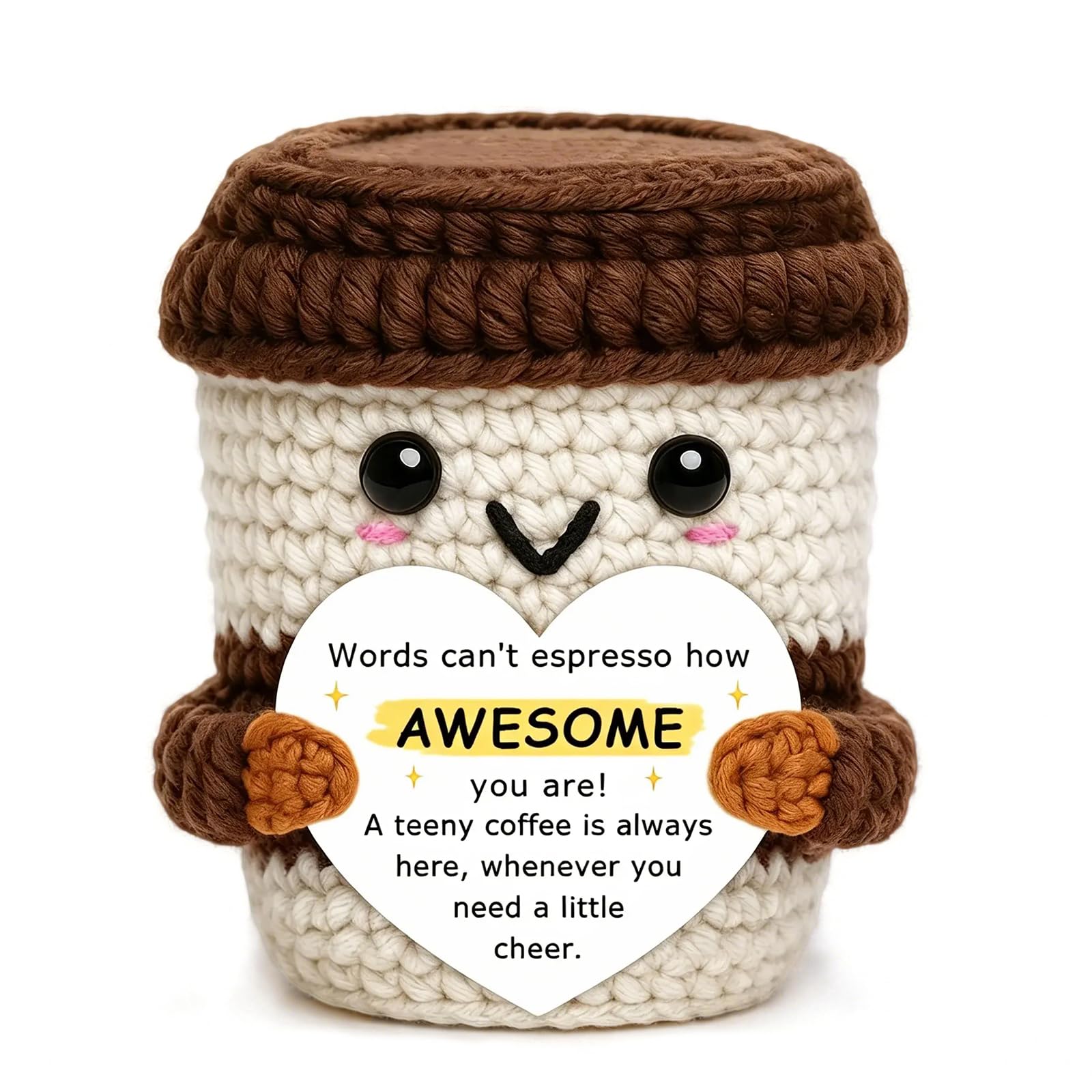 Kideerly Friendship Gifts for Women, Handmade Crochet Coffee Cup, Christmas Funny Gifts for Women, Best Friend Birthday Gifts for Women, Colleague Encouragement Gift, Emotional Support Presents โ image 1