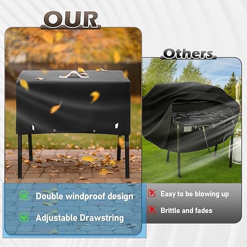 Vista 8 de Utheer Cubierta de parrilla para estufas de 2 quemadores Camp Chef, resistente al agua 600D, cubierta de parrilla de tela para Camp Chef Explorer