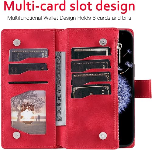 Miniatura 5 de Asuwish Funda de teléfono para Samsung Galaxy S9 Plus con protector de pantalla de vidrio templado y correa para la muñeca Mandala Flower Flip