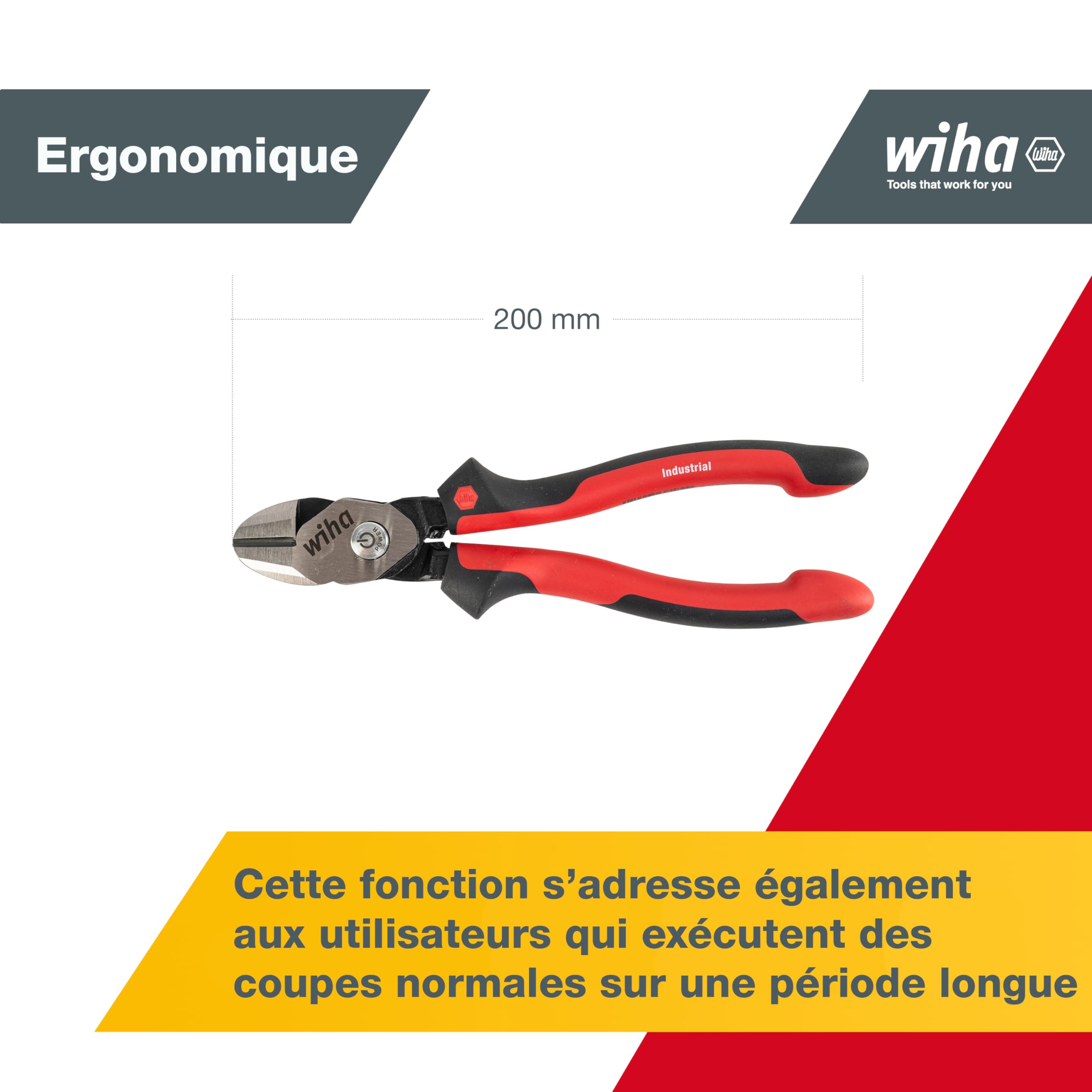 Pince Coupante Diagonale BiCut Industrial Wiha 200mm - Performance & Confort
