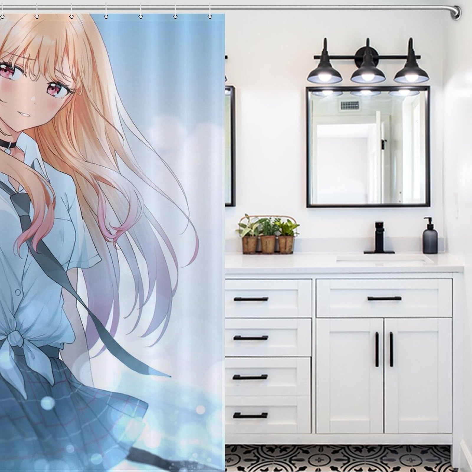 Amazon｜シャワーカーテン おしゃれ その着せ替え人形は恋をする