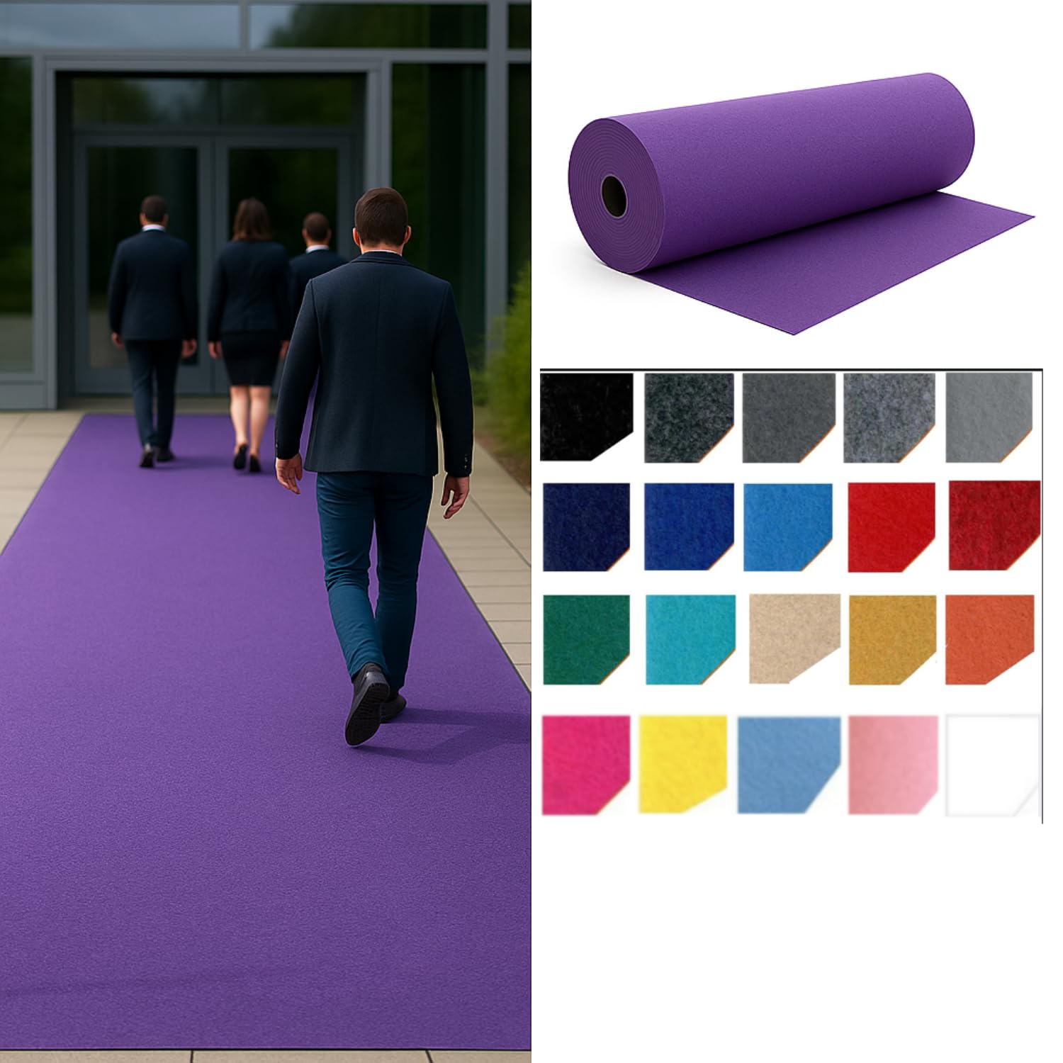SERDECO DECORACIÓN - Moquetas para Ferias y Eventos |1 metro de (Ancho) X (Violeta, 5 metros de (Largo))