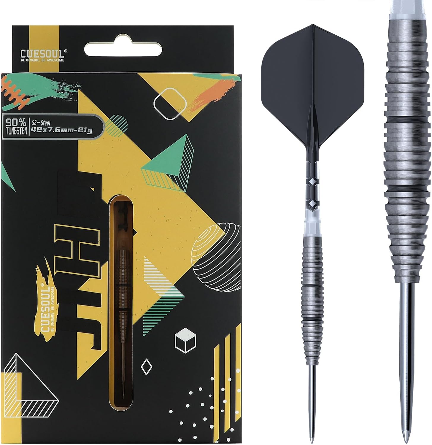 CUESOUL JIHO 21/22/23g Steel Tip 90% Tungsten Dart Set with ROST T19 Integrated Dart Shaft and Flight