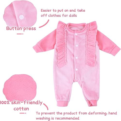 Miniatura 2 de JIZHI Juego de 8 piezas de ropa de muñecas de bebé Reborn para muñecas de 17 a 22 pulgadas, ropa de muñeca Reborn con moisés, rosa