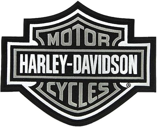 Harley-Davidson Parche cosido con emblema de logotipo gris bordado de 9.25 pulgadas