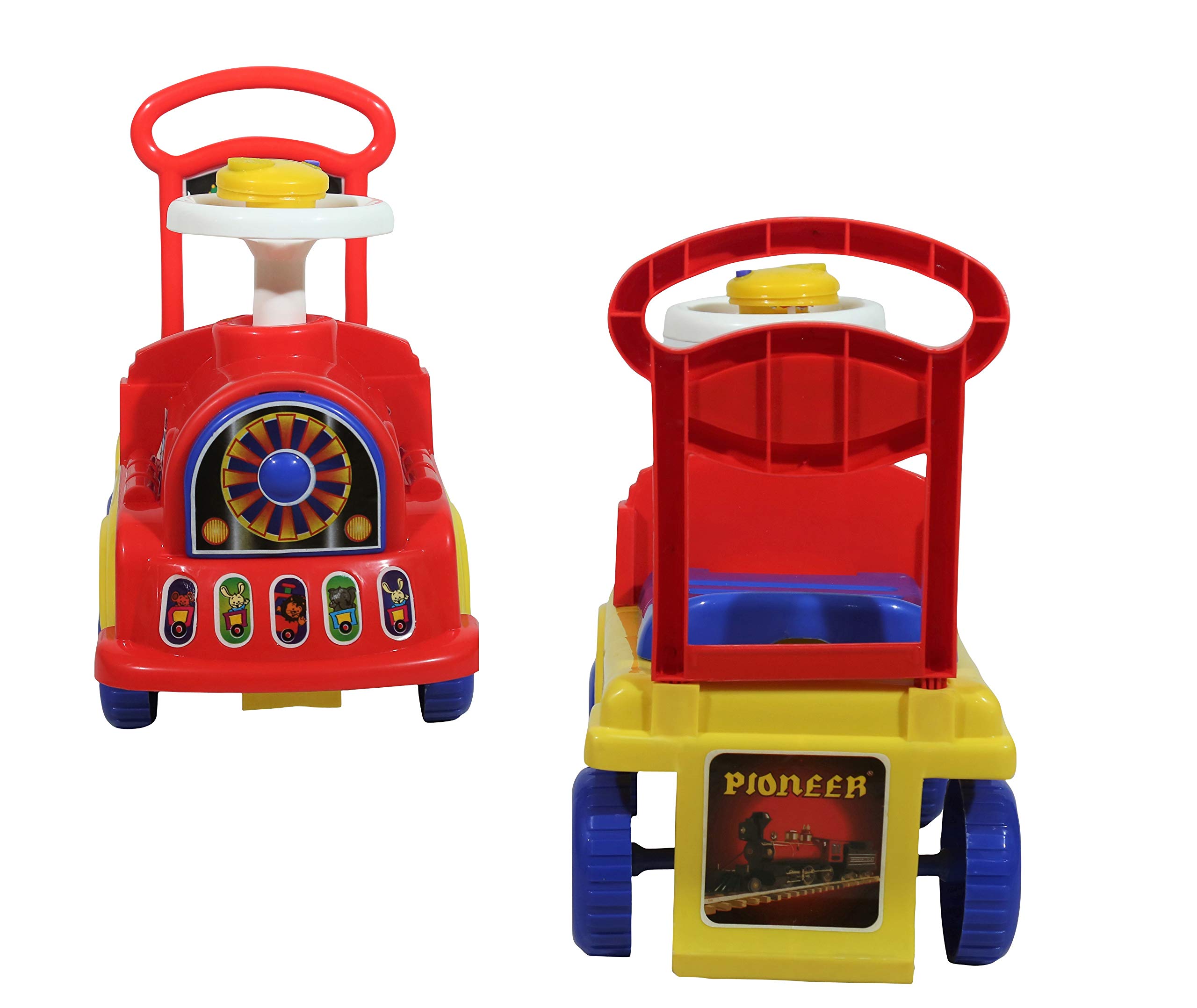 JoyRide Kids Musical Push and Pull Baby Engine Ride-on with Backrest (Multicolour) 3