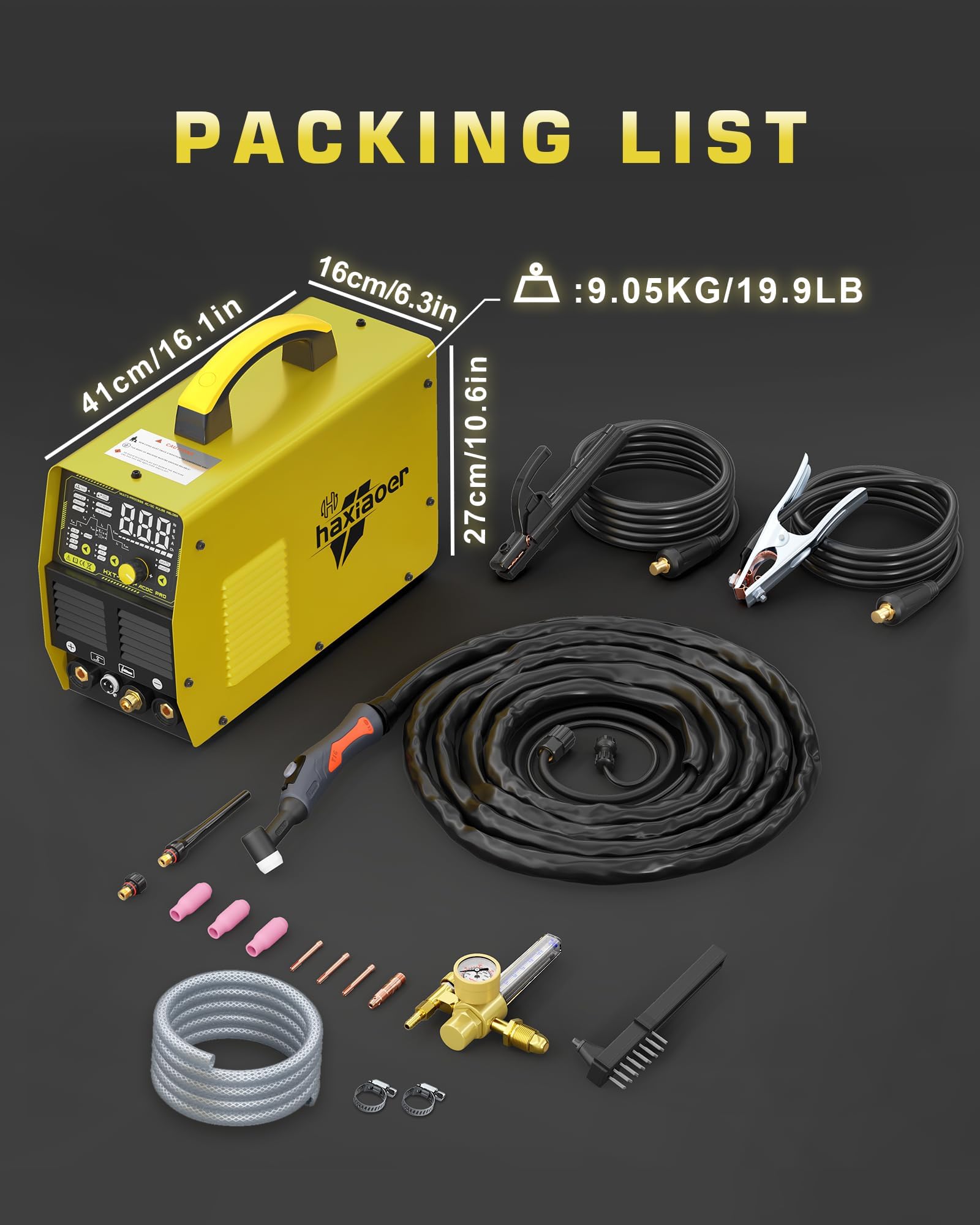 Haxiaoer TIG - Soldadora AC DC 200 A, 7 en 1 multifunción AC TIG/DC WIG/MMAE hand/argón/soldadura por puntos, pantalla LED digital con accesorios para aluminio y acero