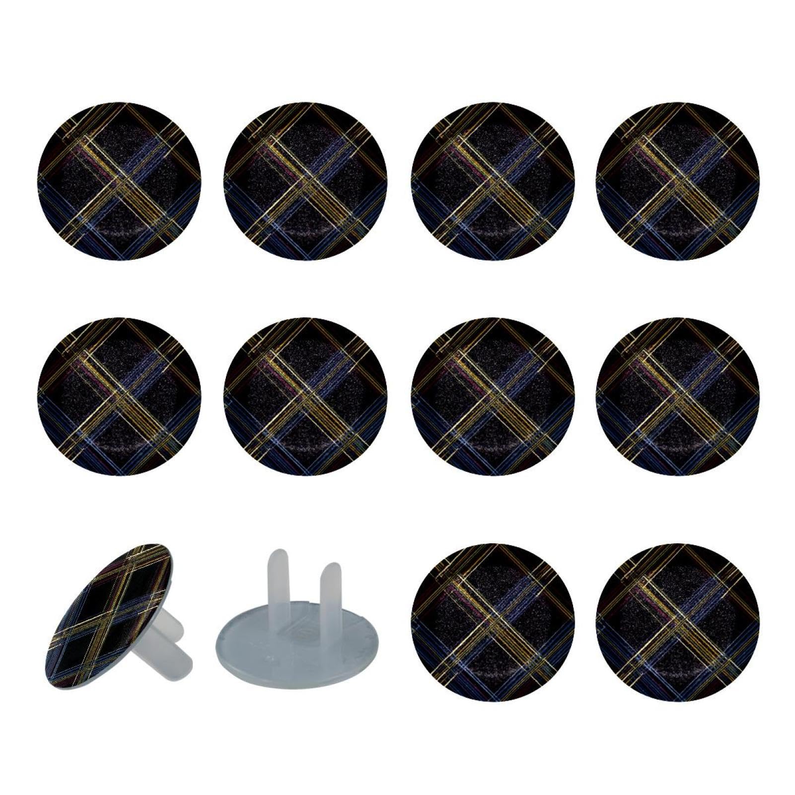 24 Packs Classic Plaid Tartan Child Proof Outlet Covers Electrical Safety Socket Protection Caps for 2-Prong Power Wall Plates