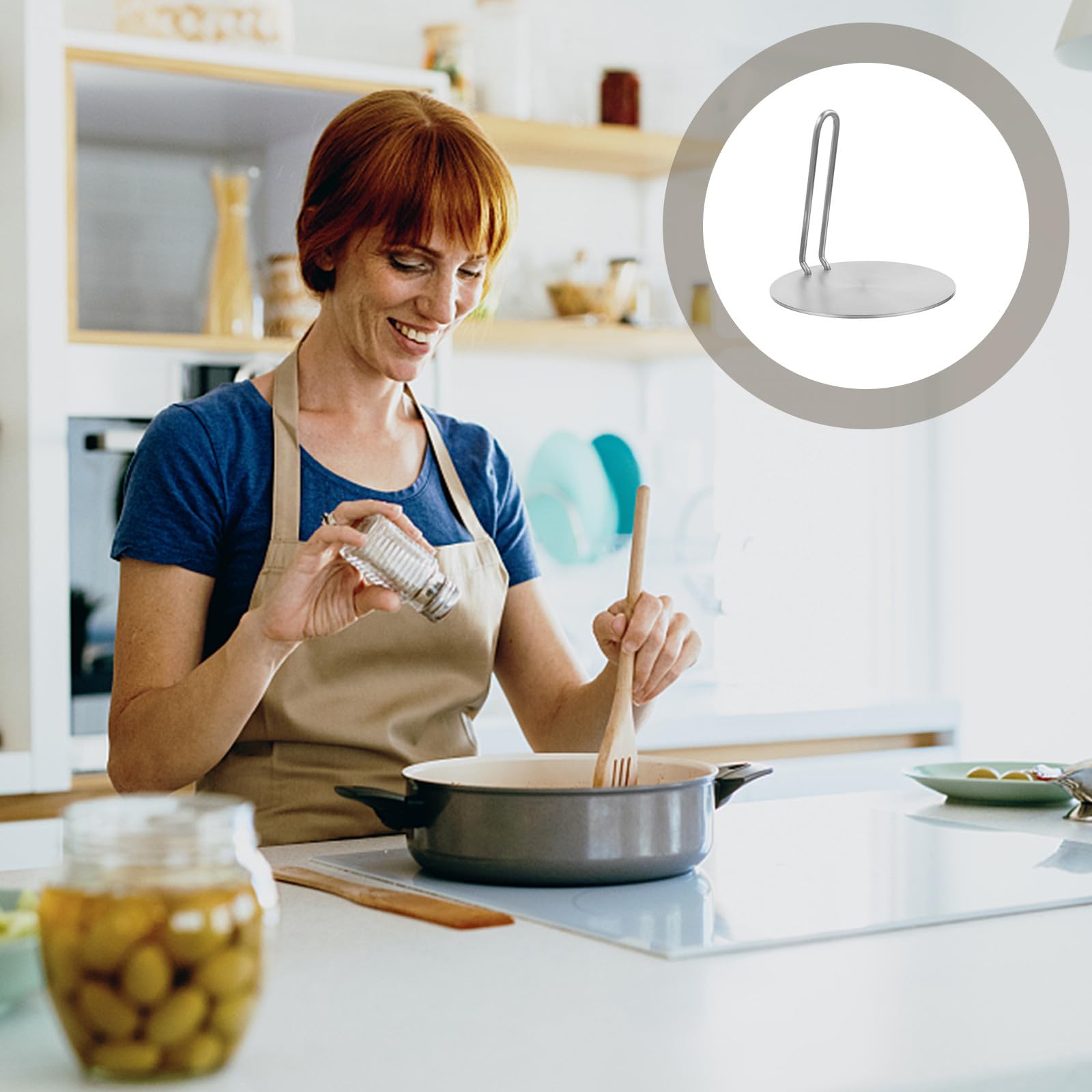 Placa Difusora de Calor para Inducción y Cocina de Gas, Adaptador Metálico Inoxidable con Mango Desmontable, Distribuidor Térmico Antideslizante para Uso Doméstico