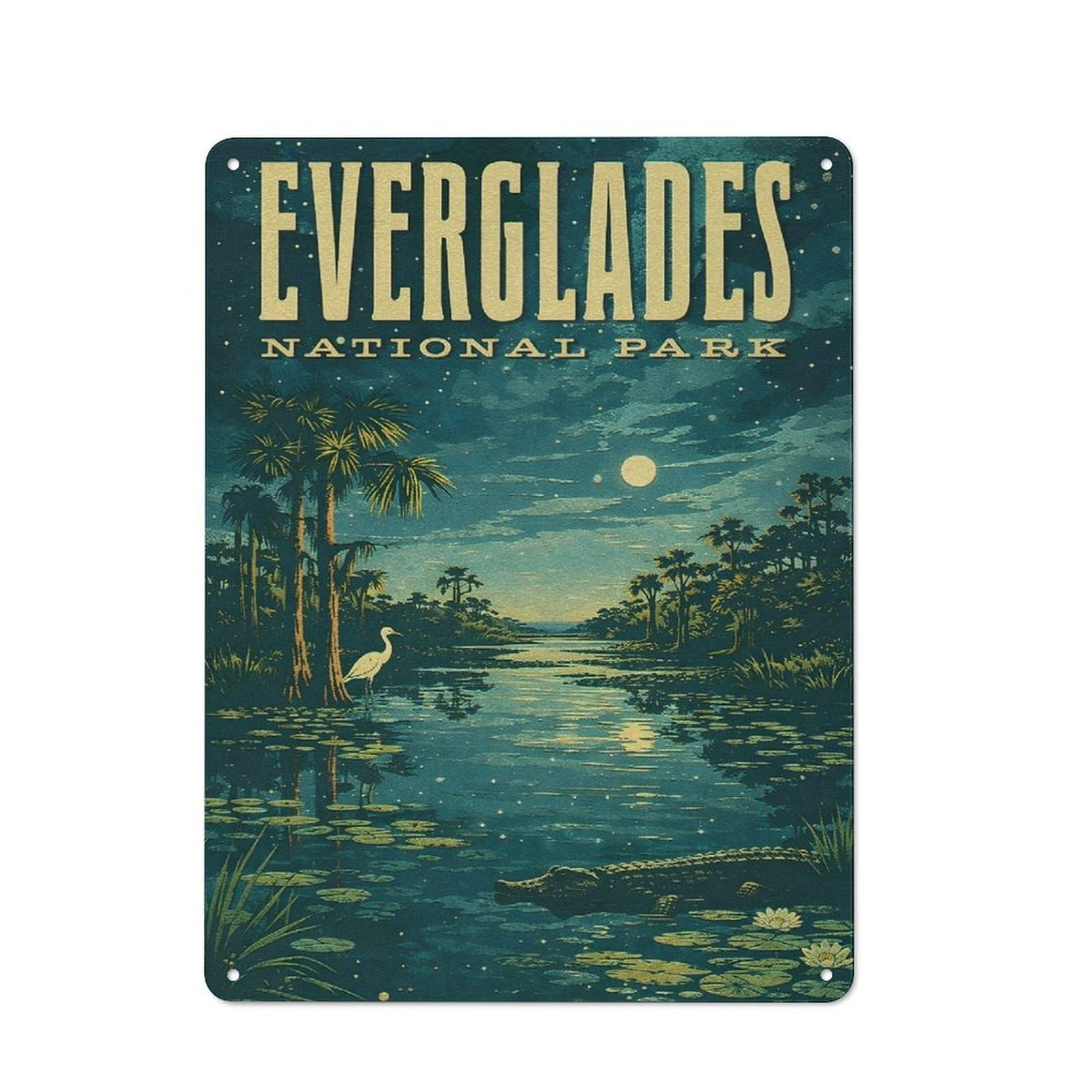 Junmoney Style-20 Everglades National Park Vintage Printed Metal Sign 40X30cm For Man Cave Or Games Room, Suited To Games Room Collectors