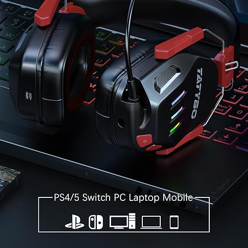 Miniatura 8 de Auriculares inalámbricos para juegos de 2.4 GHz USB y tipo C para PC, PS4, PS5, Switch, auriculares Bluetooth 5.3 para juegos con micrófono