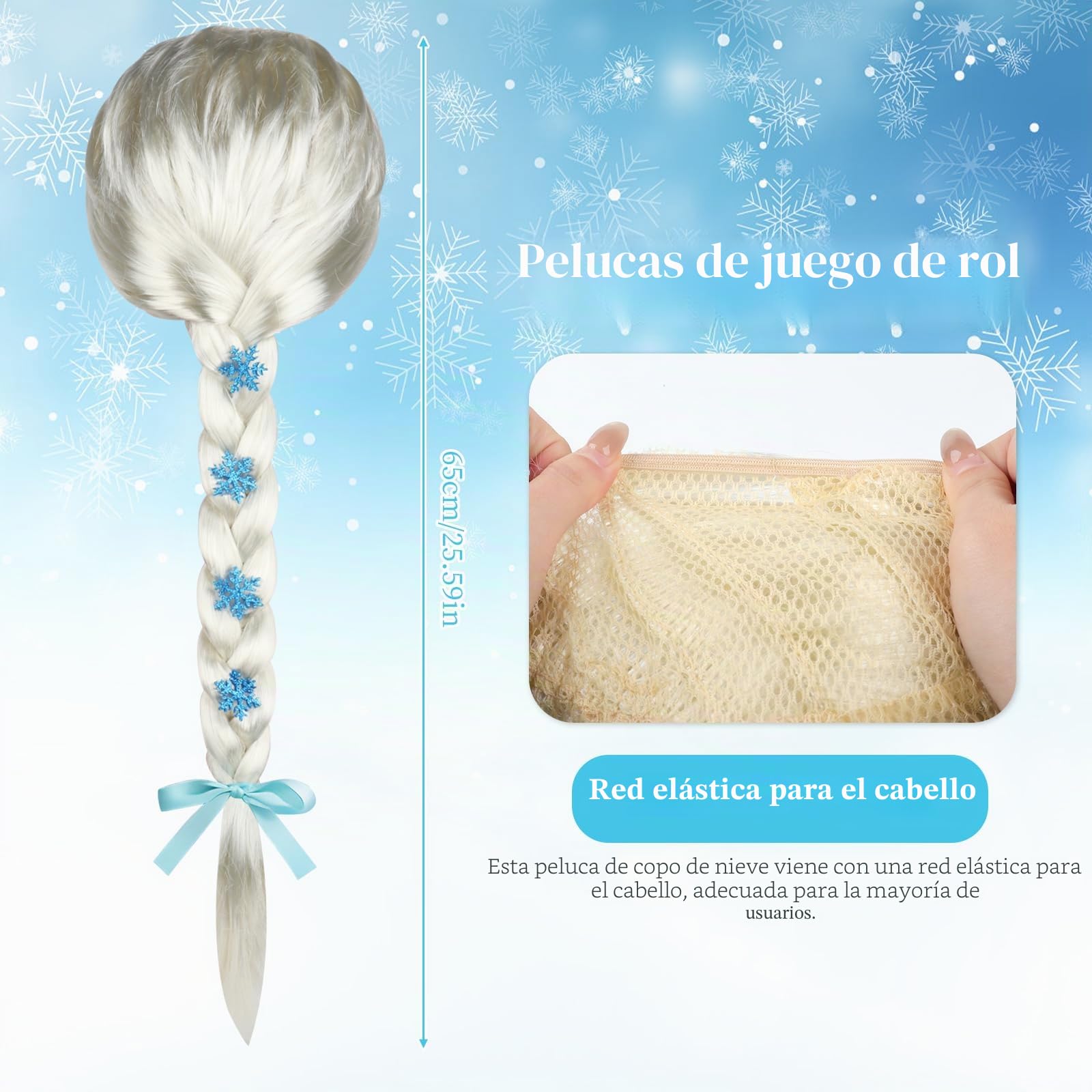 Peluca Elsa, Peluca Frozen Niña, Princesa Pelucas para Mujeres y Niñas, Pelucas Rapunzel Niña para Disfraz de Carnaval y Fiesta Mayores