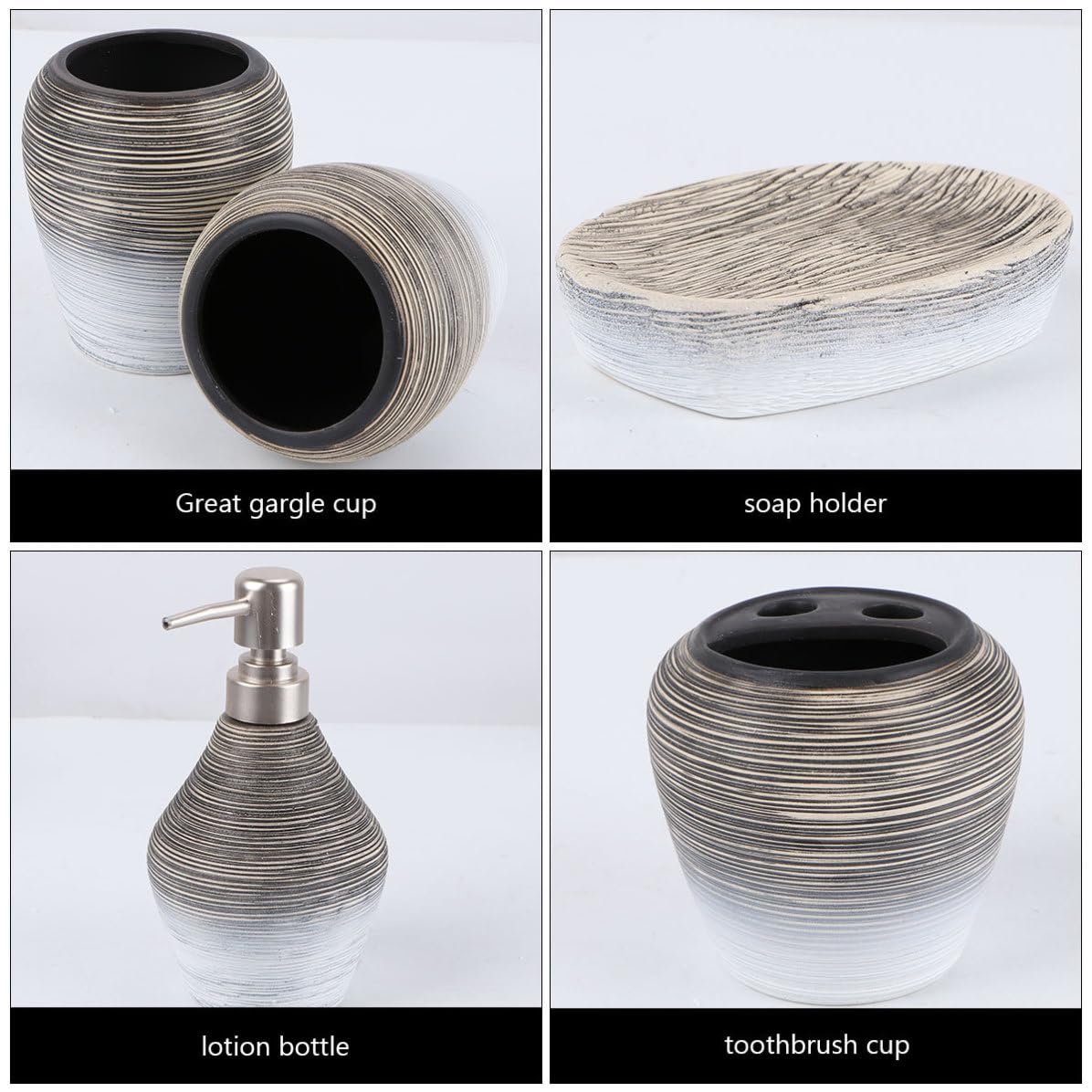 Conjunto de 5 Piezas de Accesorios de Baño de Cerámica Ligera Soporte para Cepillo de Dientes y Taza para Hacer Gárgaras Adecuado para Baño y Viaje